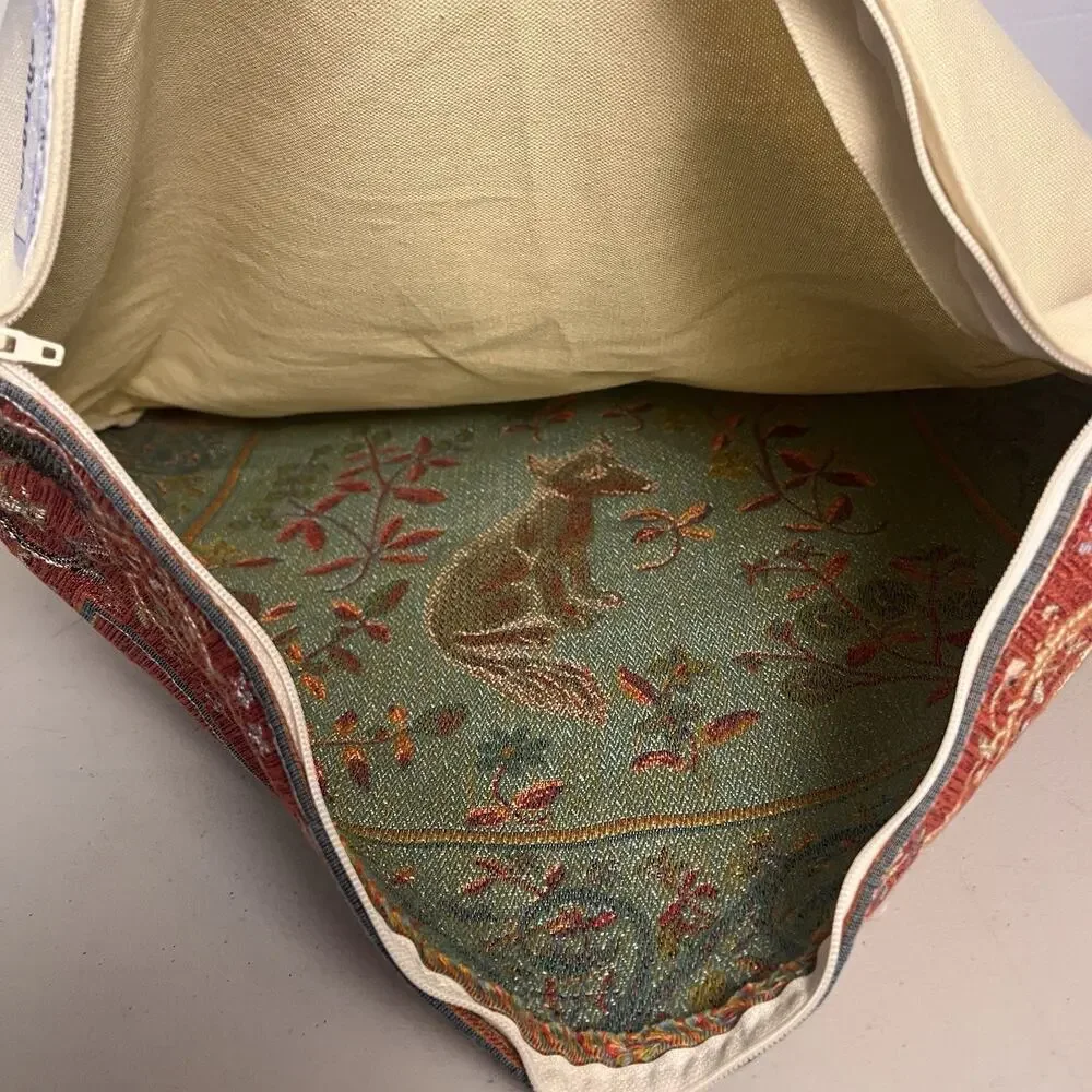 Medieval Fox Tapestry Pillow Cushion Cover Jacquard Woven France Goblus 18x19